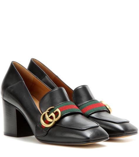 gucci black loafers women's|gucci stacked heel loafer.